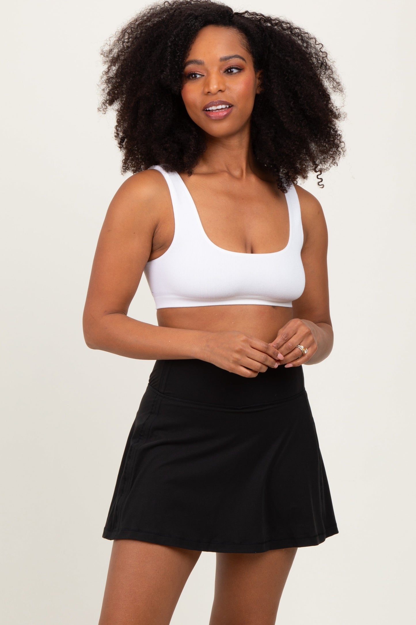 Black Back Pleat Maternity Skort
