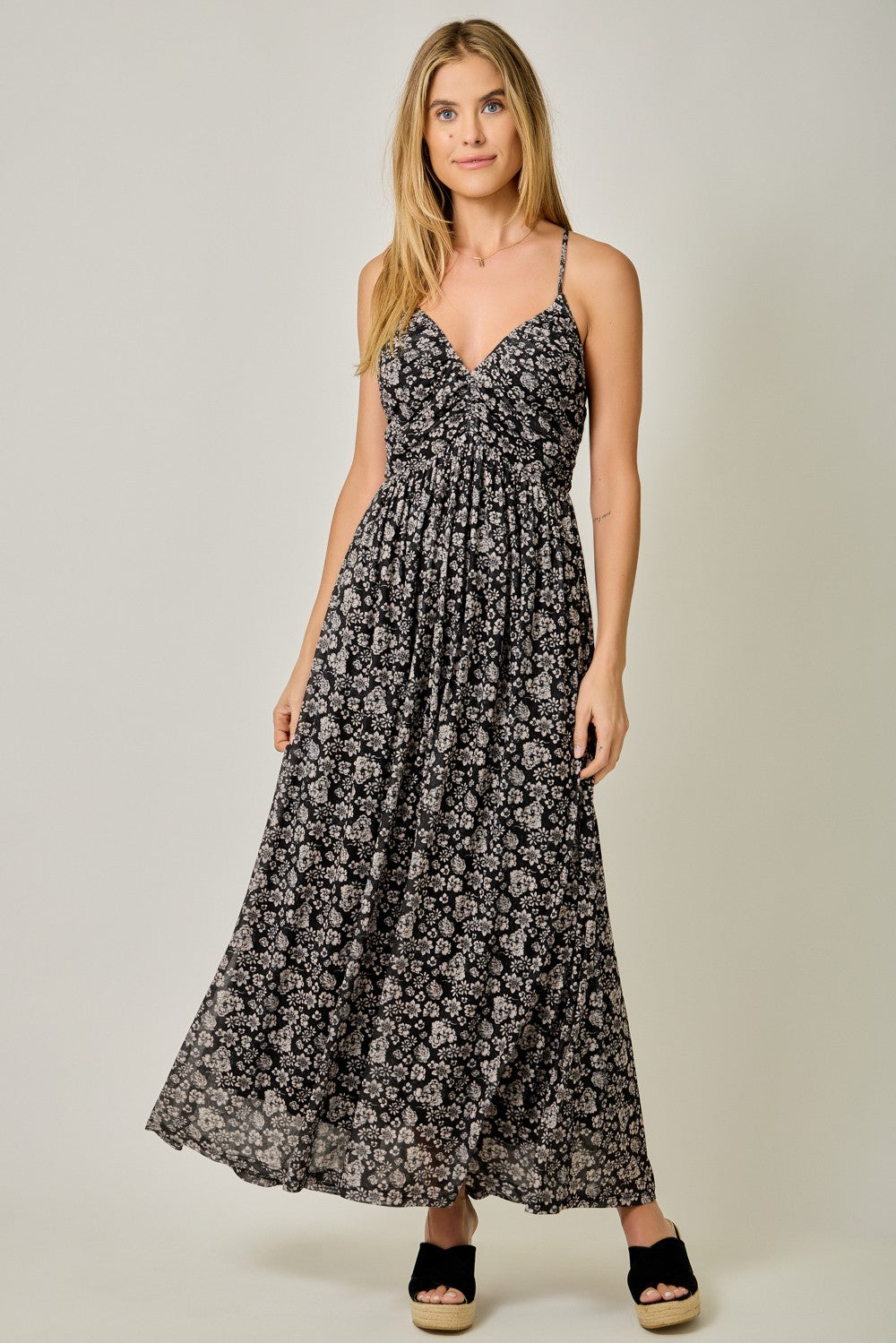 Black Criss-Cross Back Mesh Maternity Dress