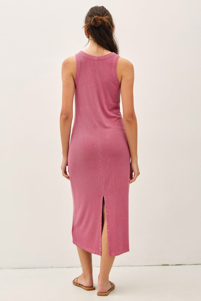 Berry Ribbed Midi Tank Dress