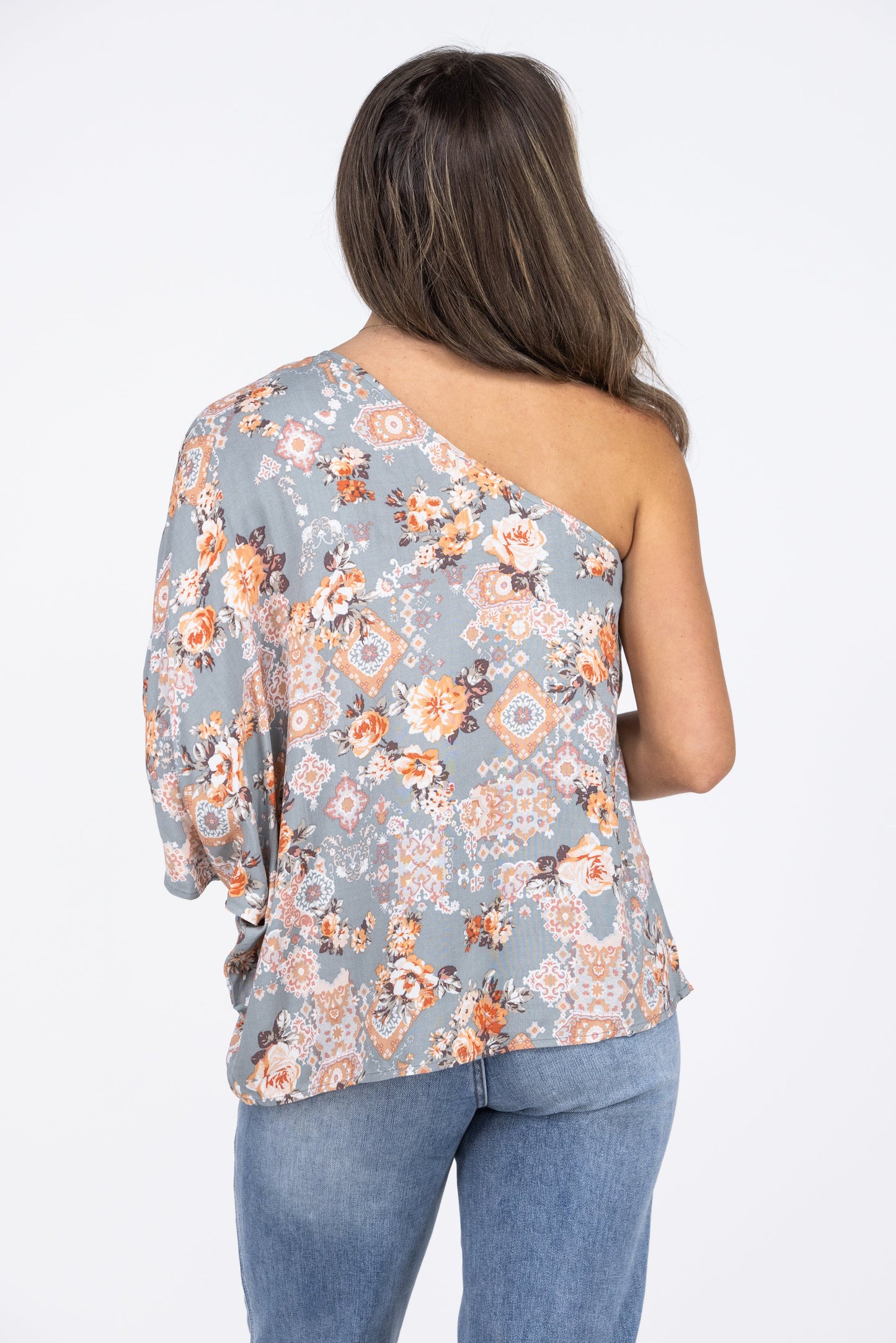 To The Sun Women's Floral One Shoulder Top