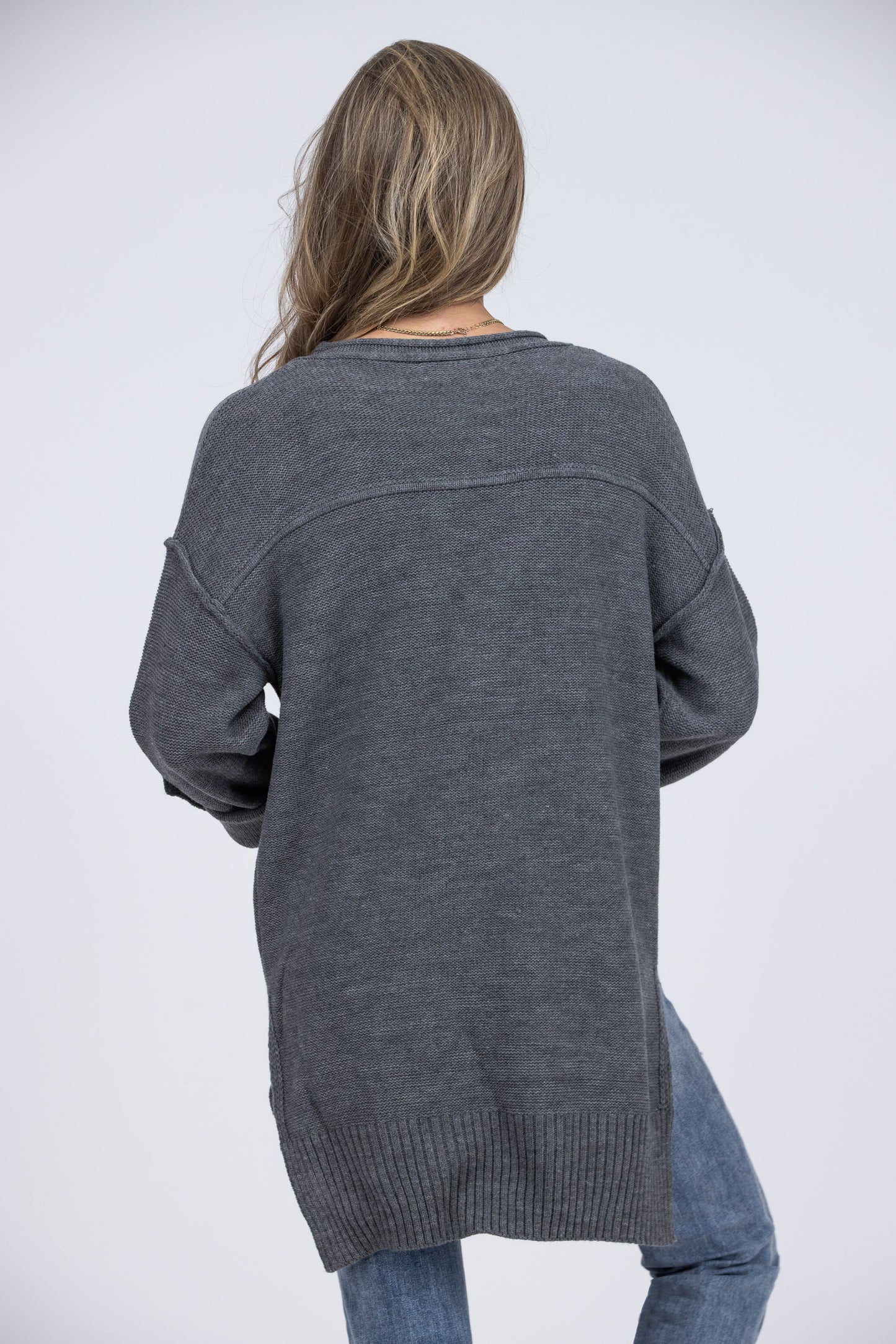 You Make Me Feel Good Women's Hi-Lo Knit Long Sleeve Top