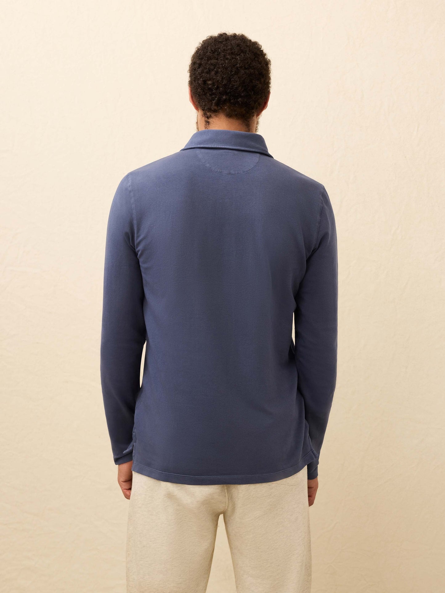 Long-Sleeve Twill Knit Polo - Blue Nights