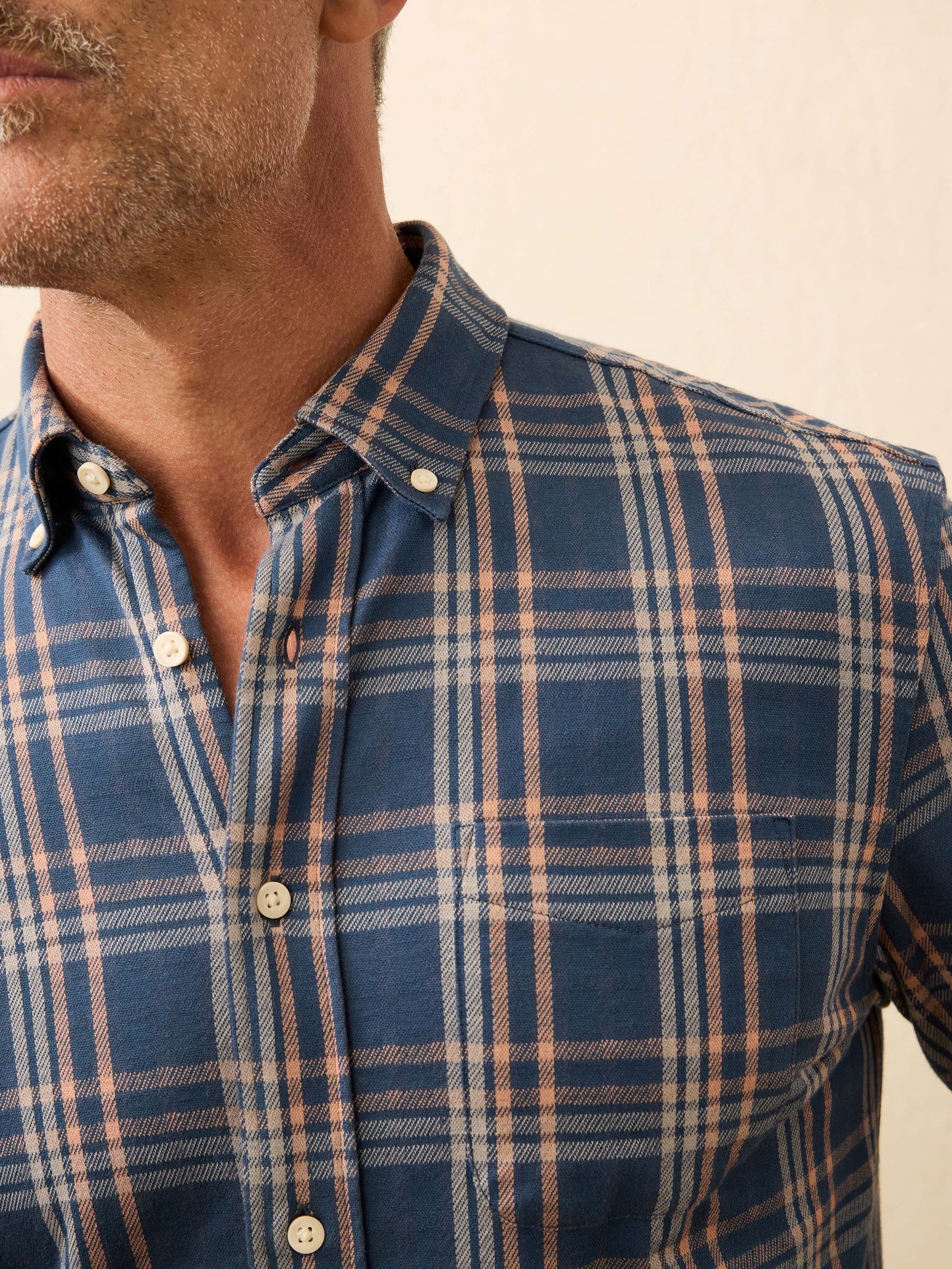 Coastline Knit Shirt - Clay Twilight Plaid