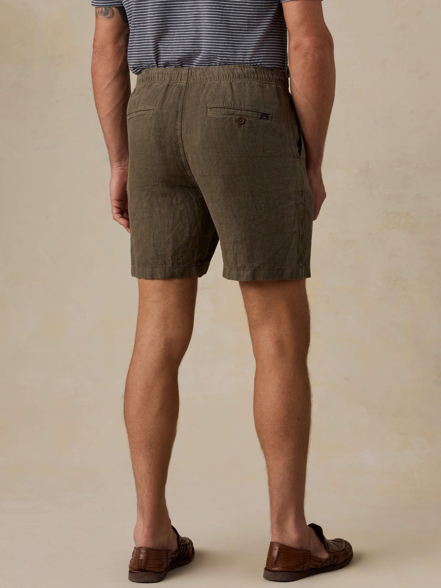 Essential Linen Short (6.5") - Dark Palm