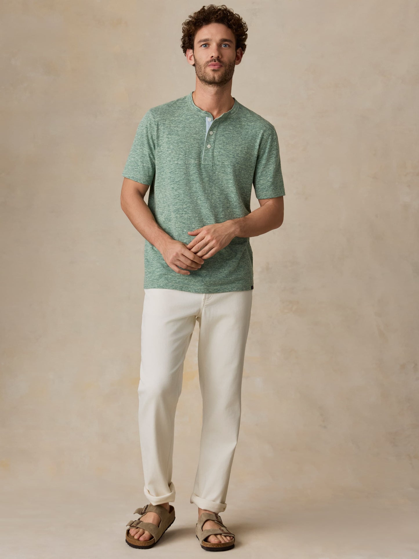 Short-Sleeve Breeze Henley - Woodsy Green Heather