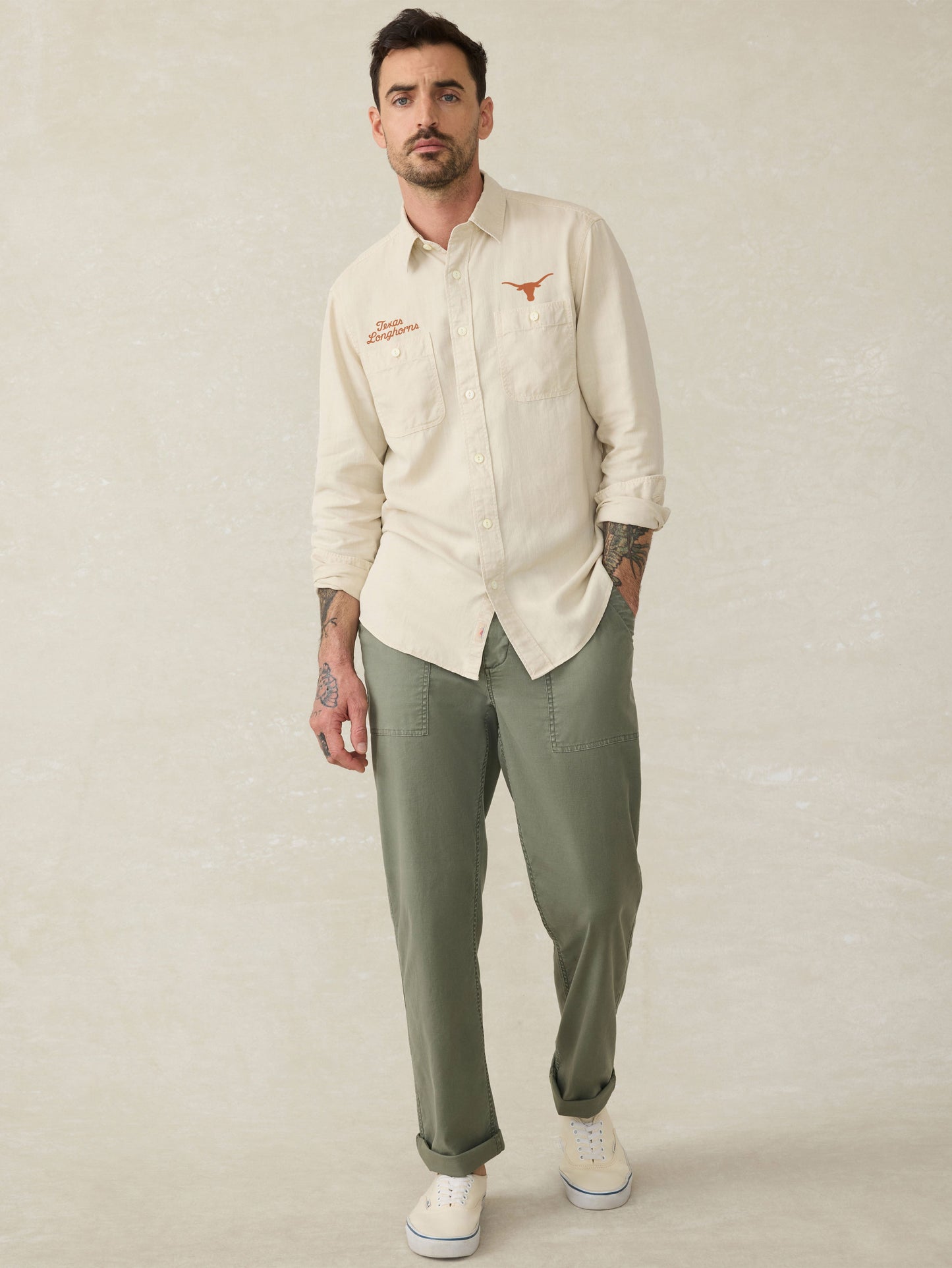 University of Texas Tried & True Chambray Workshirt - Coastal Cream