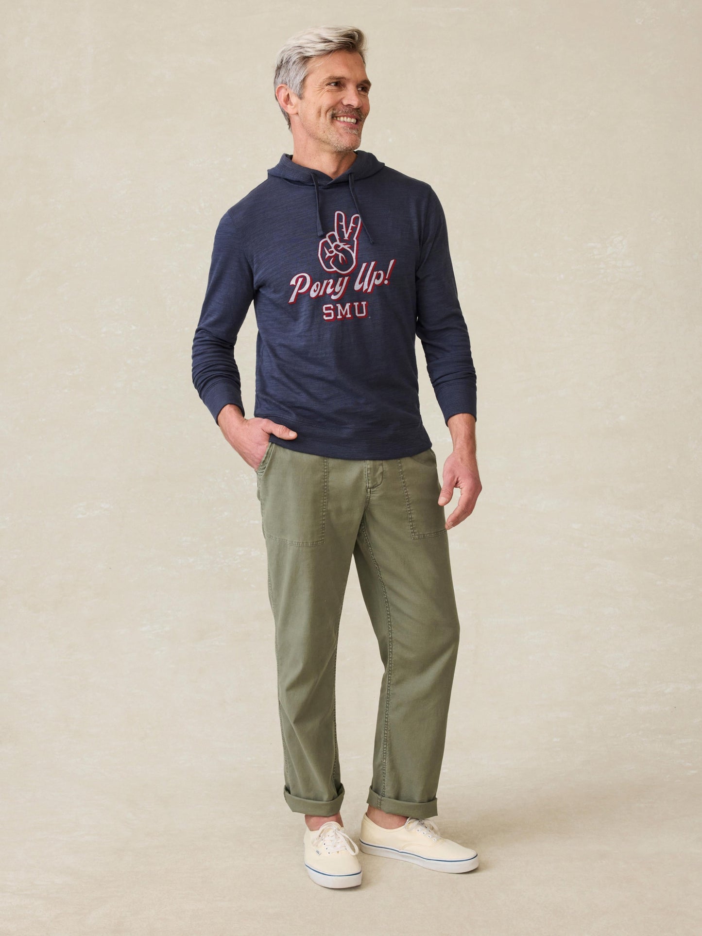Southern Methodist University Sunwashed Slub Hoodie - Blue Nights