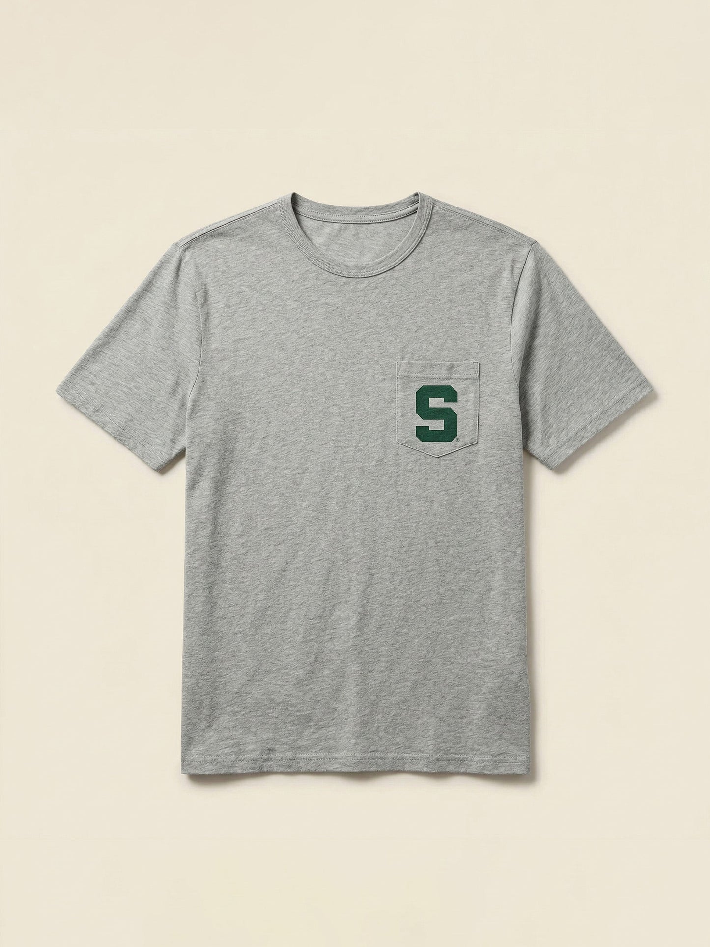 Michigan State Sunwashed Pocket Tee - Granite Heather
