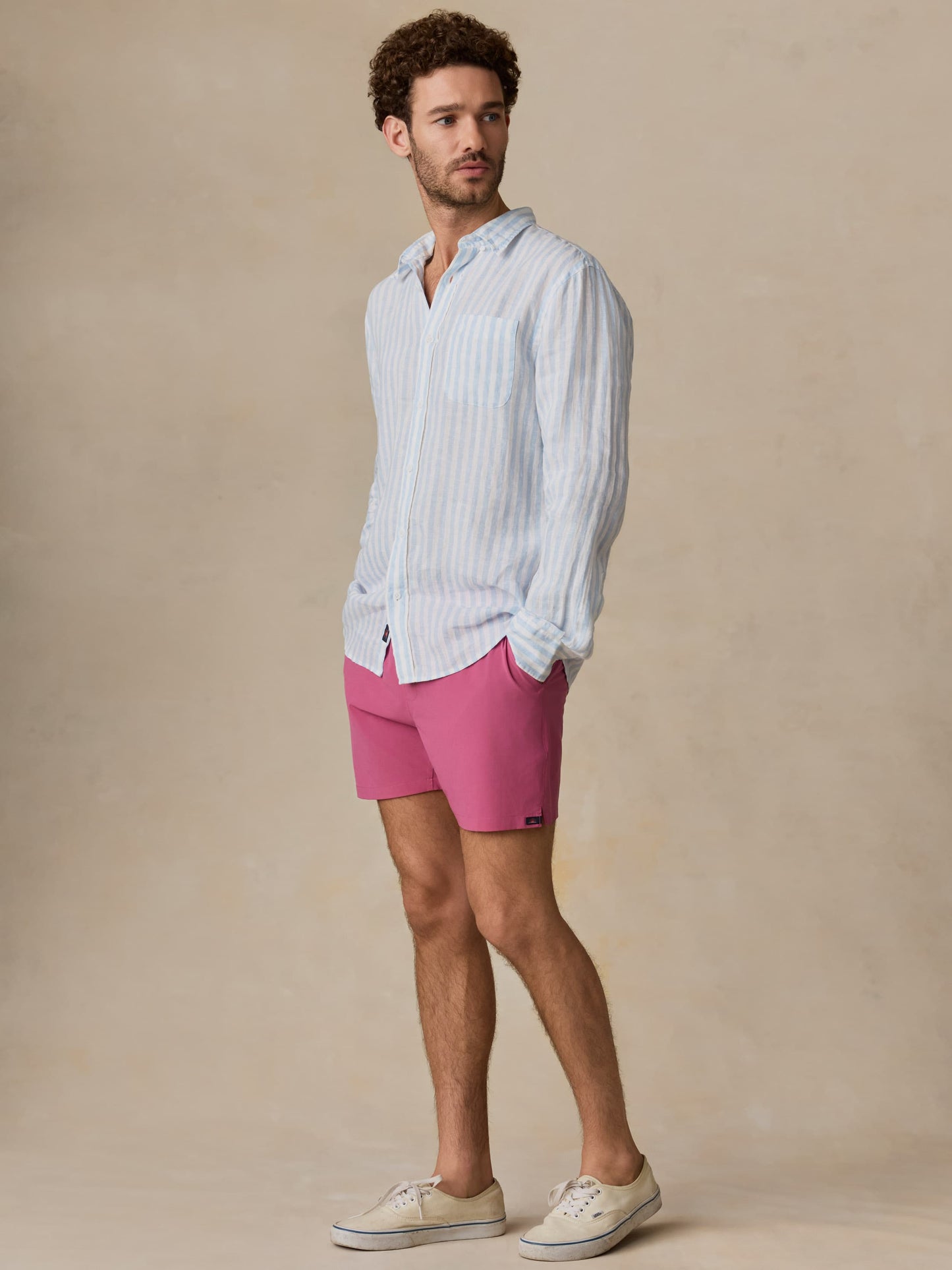 Sunwashed Linen Shirt - Blue Island Stripe