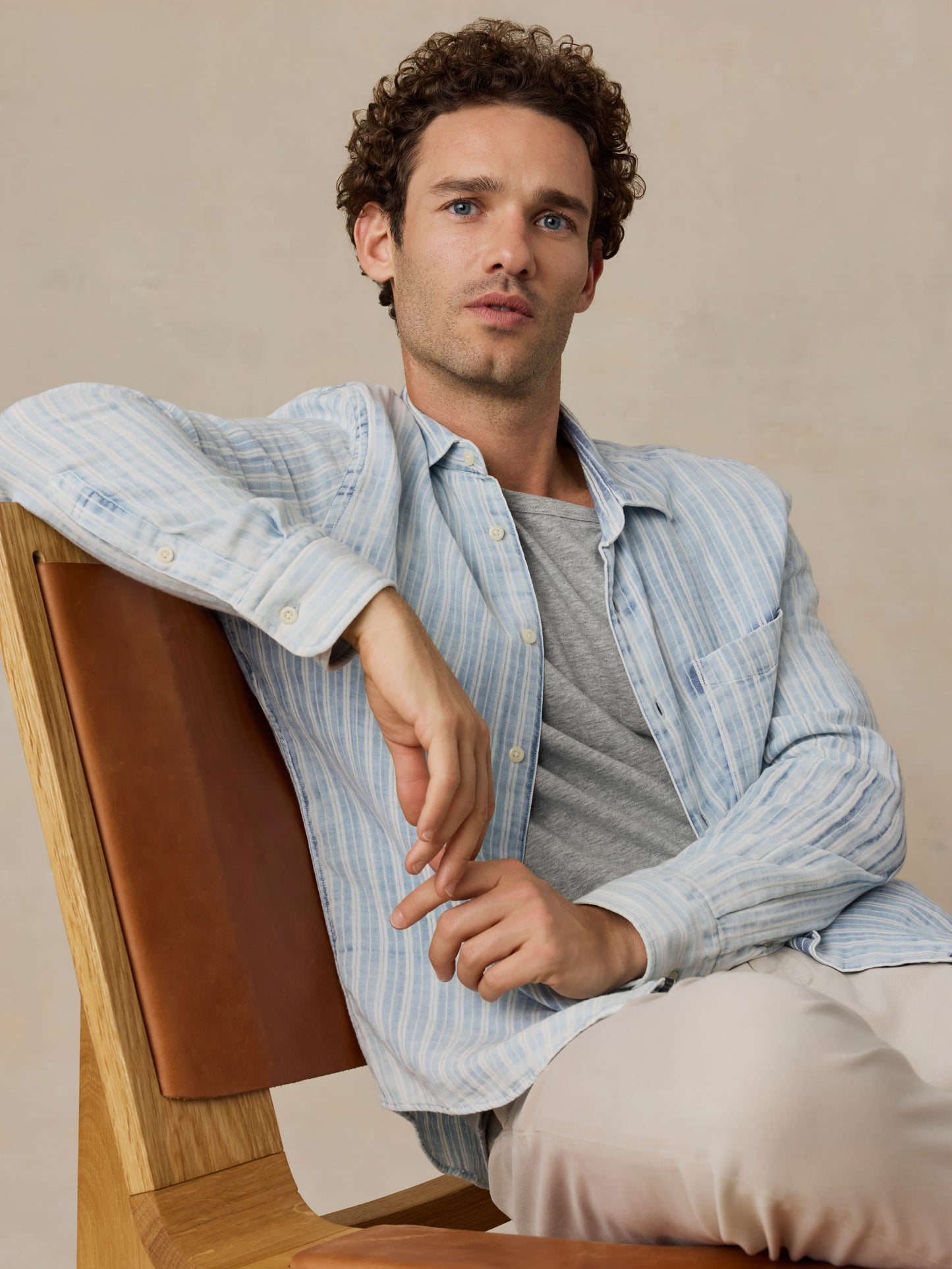Double Gauze Shirt - Indigo Sky Stripe