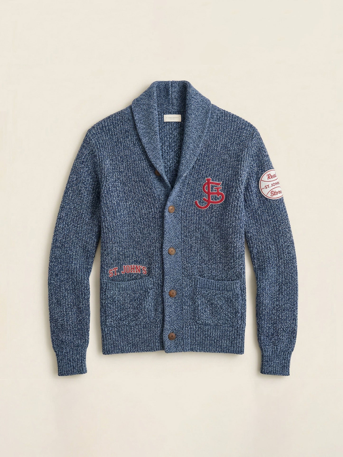 St. John's Marled Cotton Cardigan - Navy Night Marl