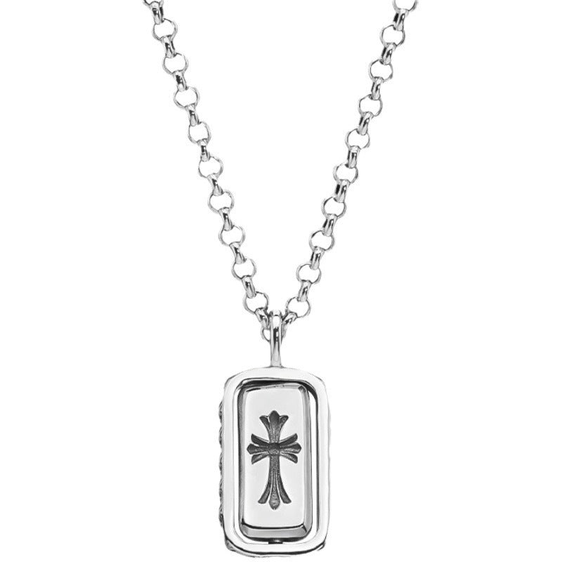 Chrome Hearts Necklace Rotatable Square Pendant Vintage Sword Cross Necklace