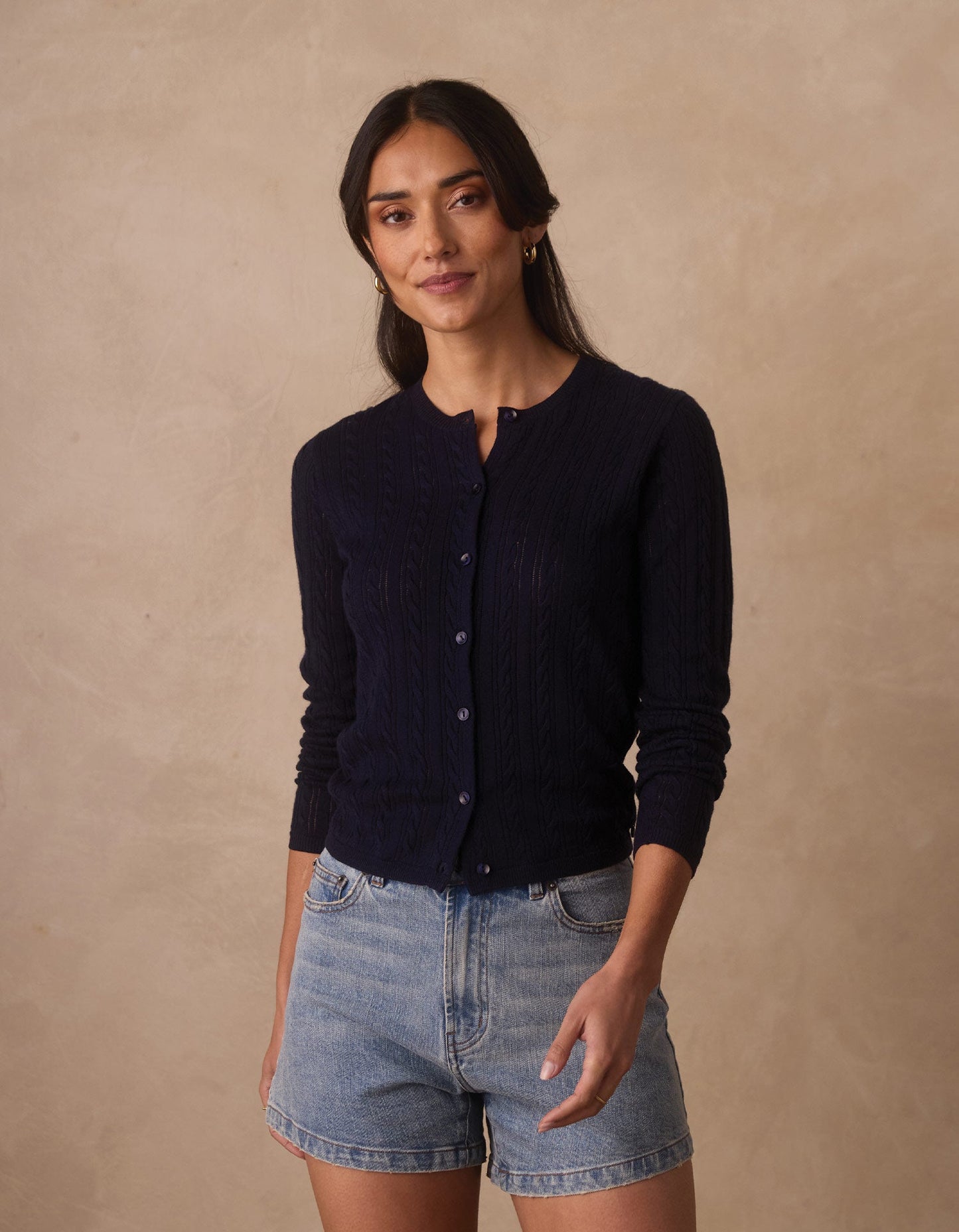 Ravello Fine Gauge Cardigan in Navy