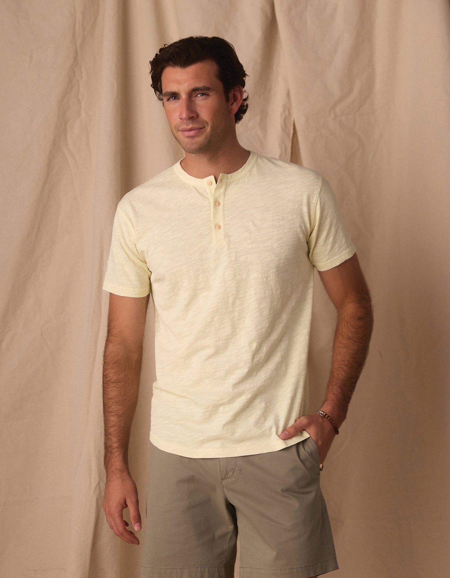 Vintage Slub Henley in Pear Sorbet