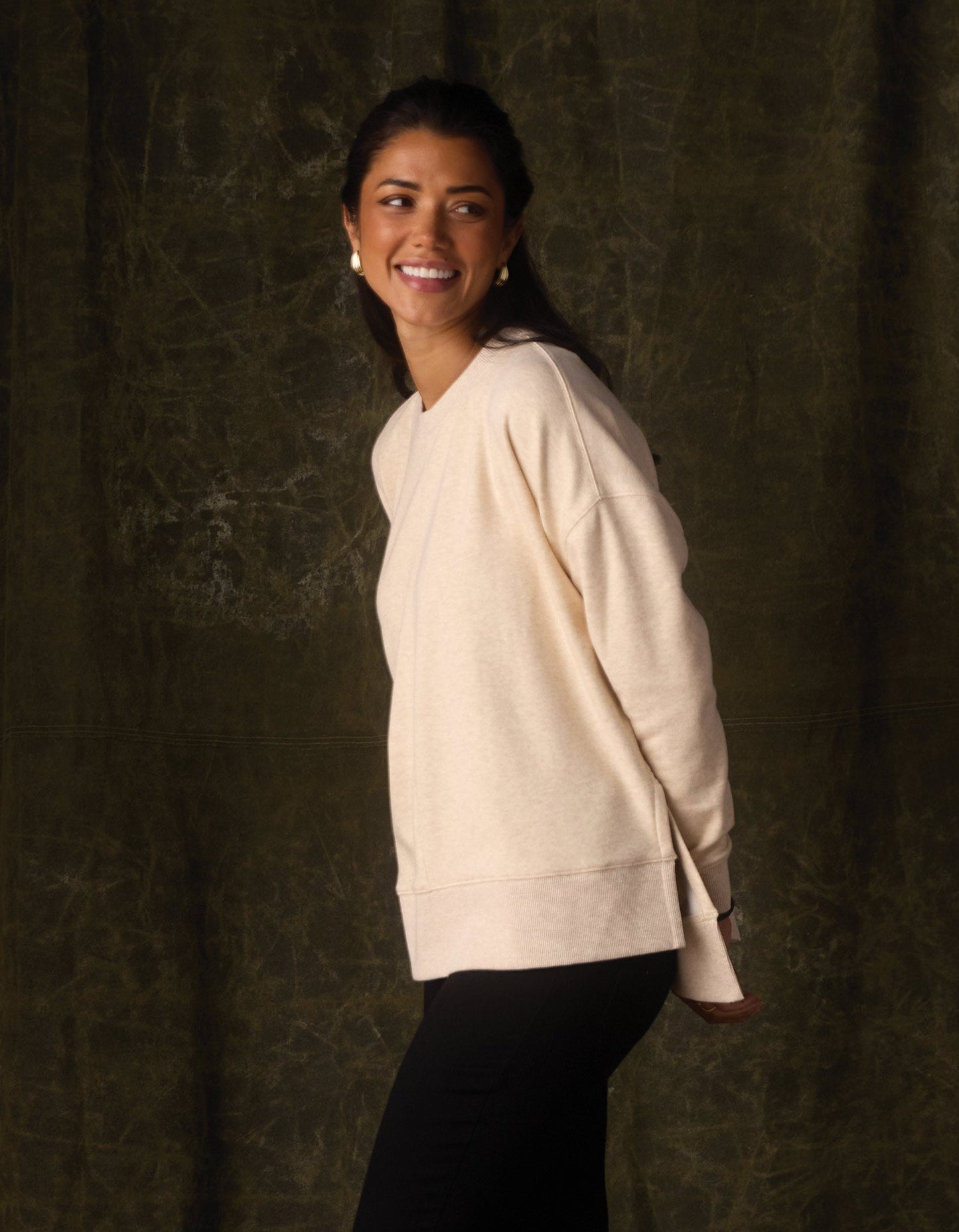Fleece Puremeso Splitside Pullover in Oat