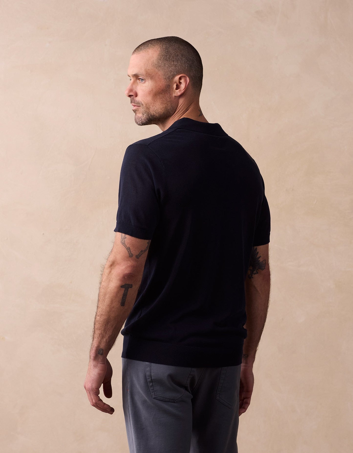 Summer Linen-Blend Polo in Navy