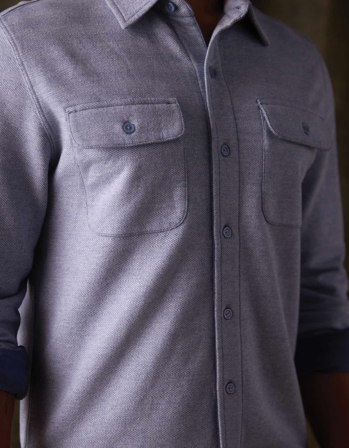 Textured Knit Shirt in Vintage Blue