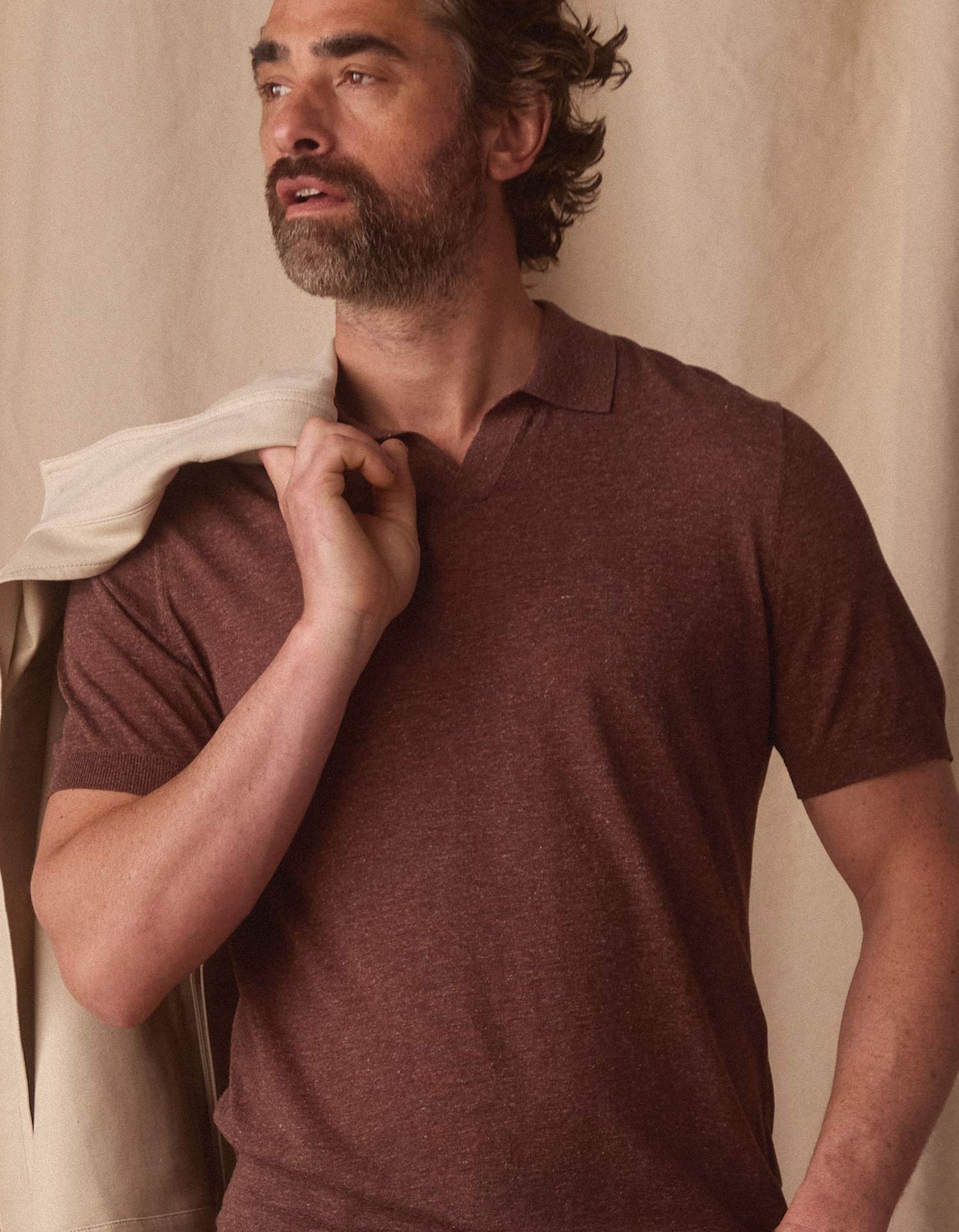 Summer Linen-Blend Polo in Espresso