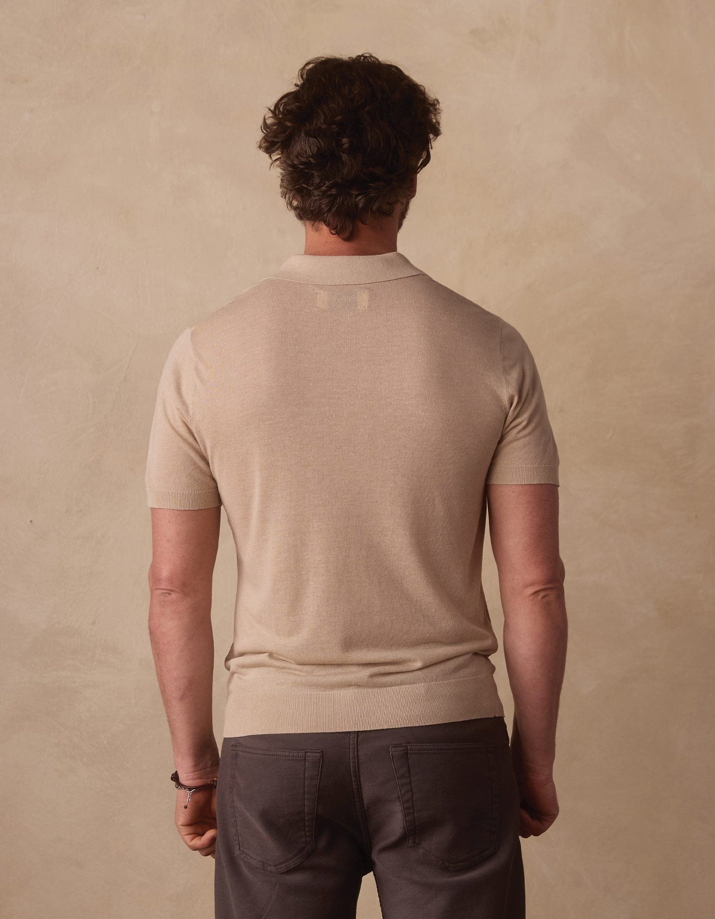 Summer Linen-Blend Polo in Jute