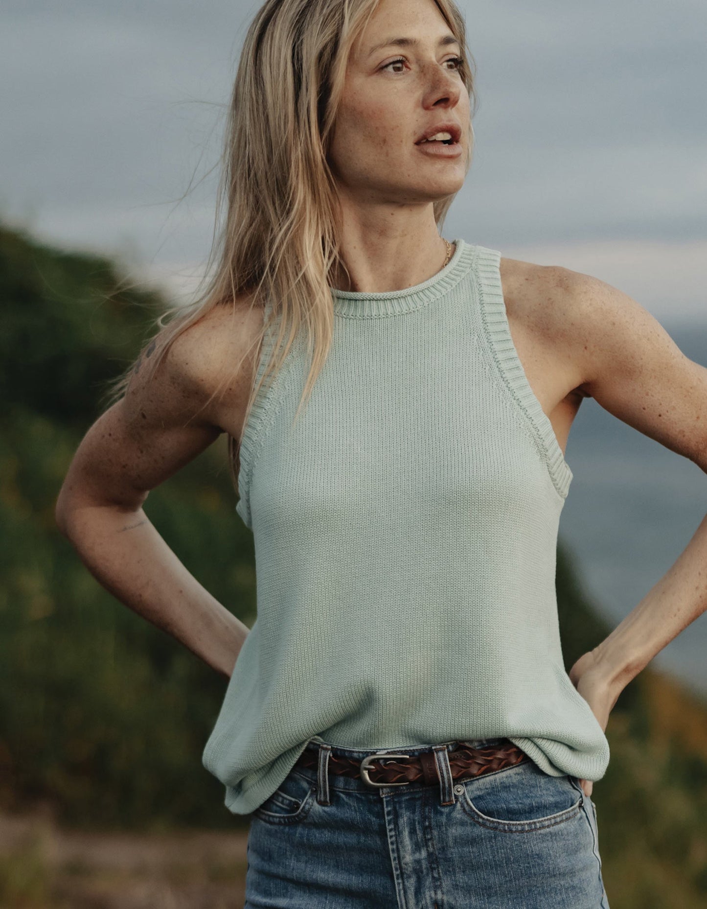 Wanderlust Hi-Neck Tank in Sea Glass