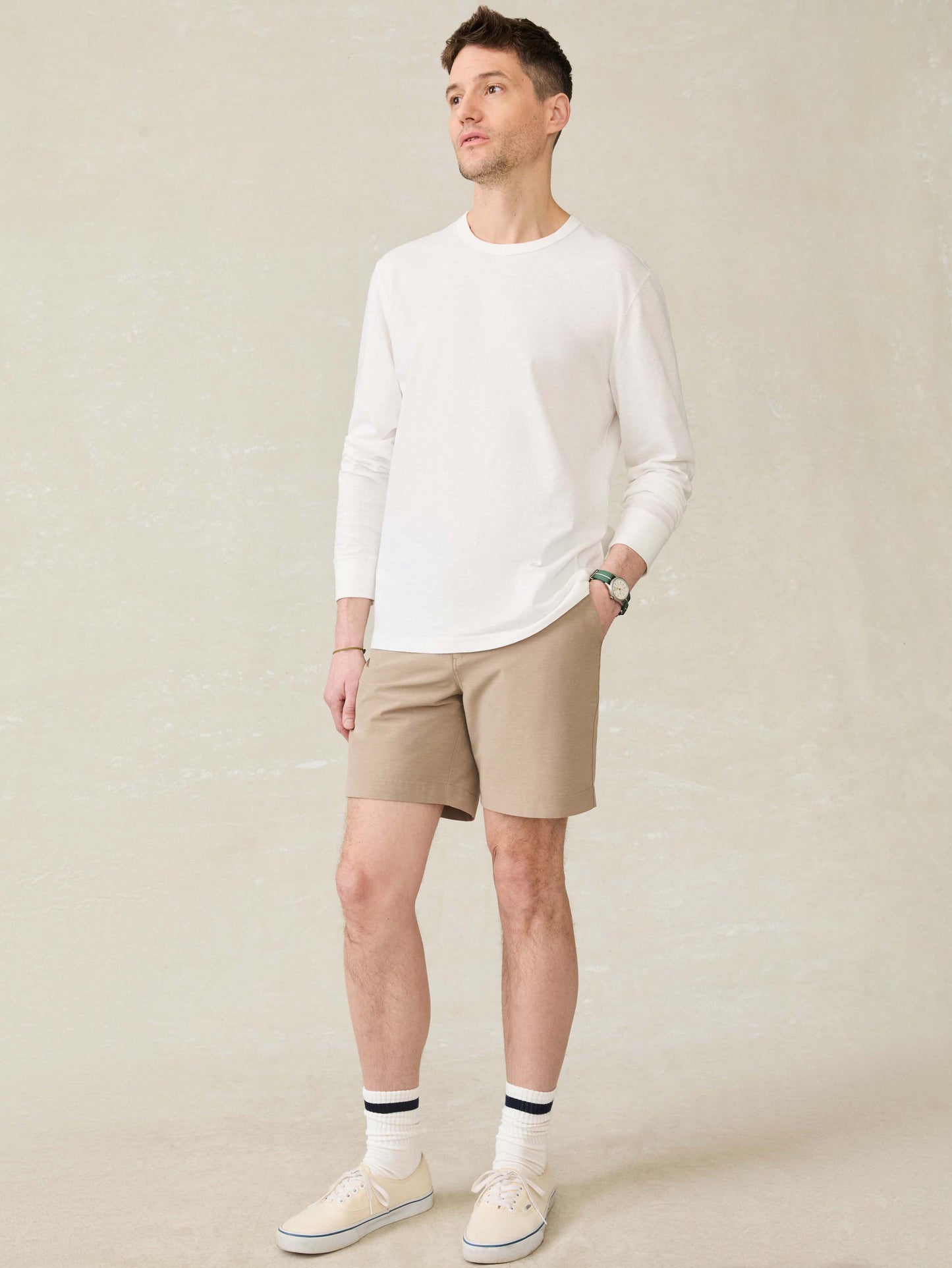 Long-Sleeve Sunwashed Tee - White