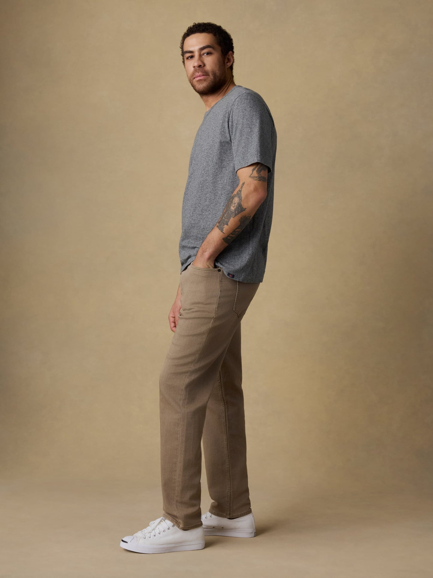 Stretch Terry 5-Pocket Athletic Fit Pant - Desert Khaki