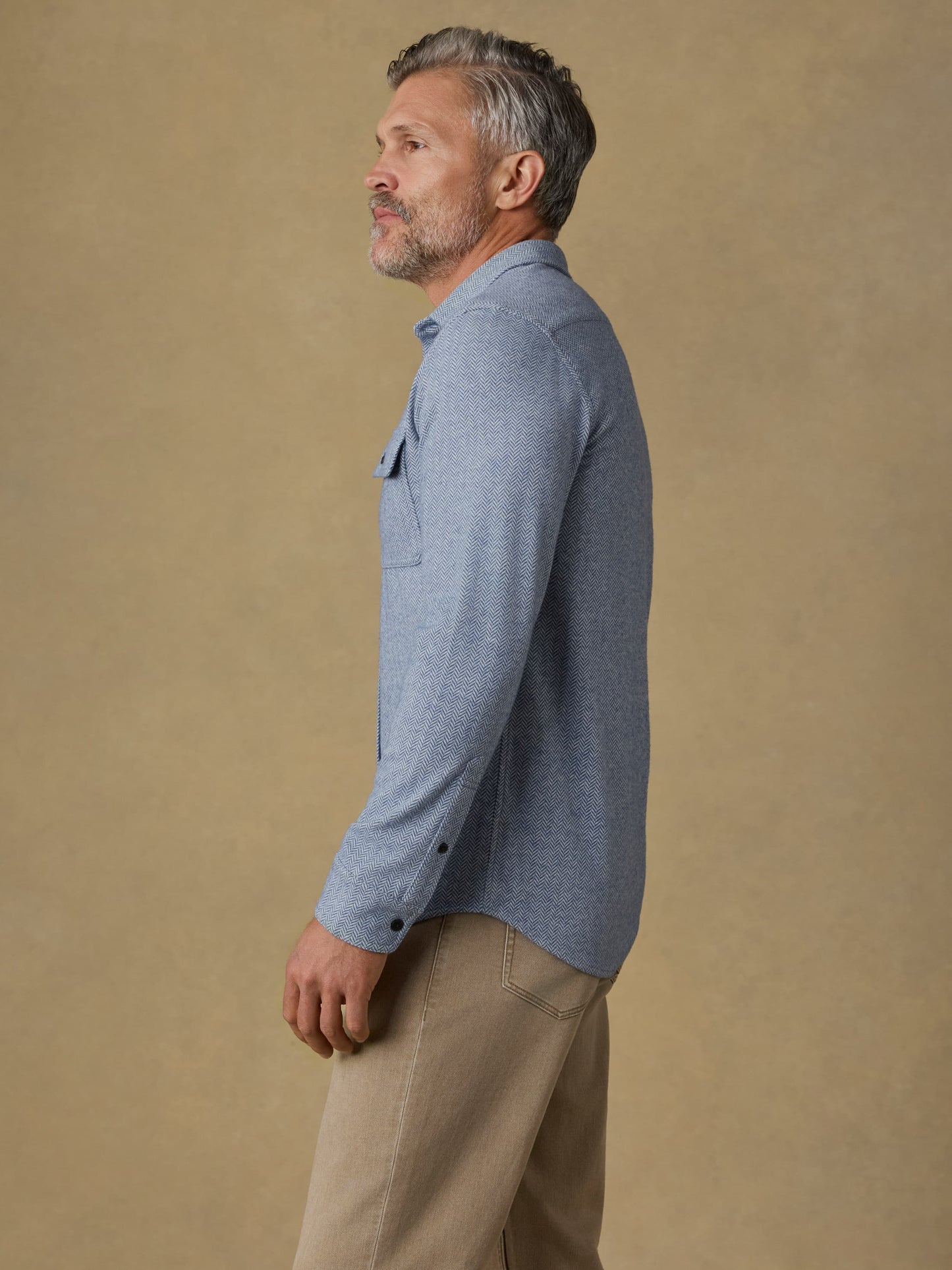 Legend™ Sweater Shirt - Dusty Blue Herringbone