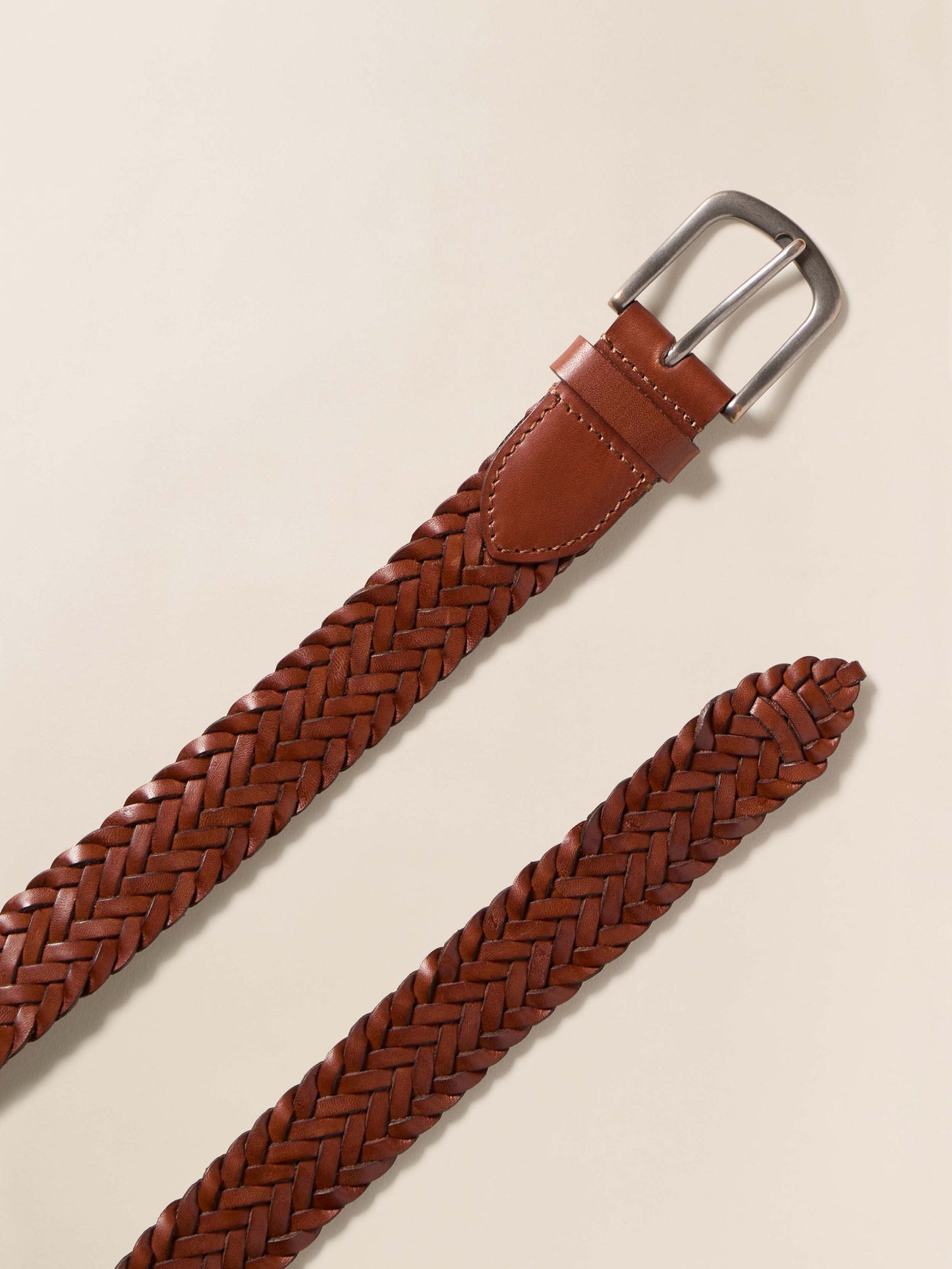 Men's Braided Belt - Saddle Brown