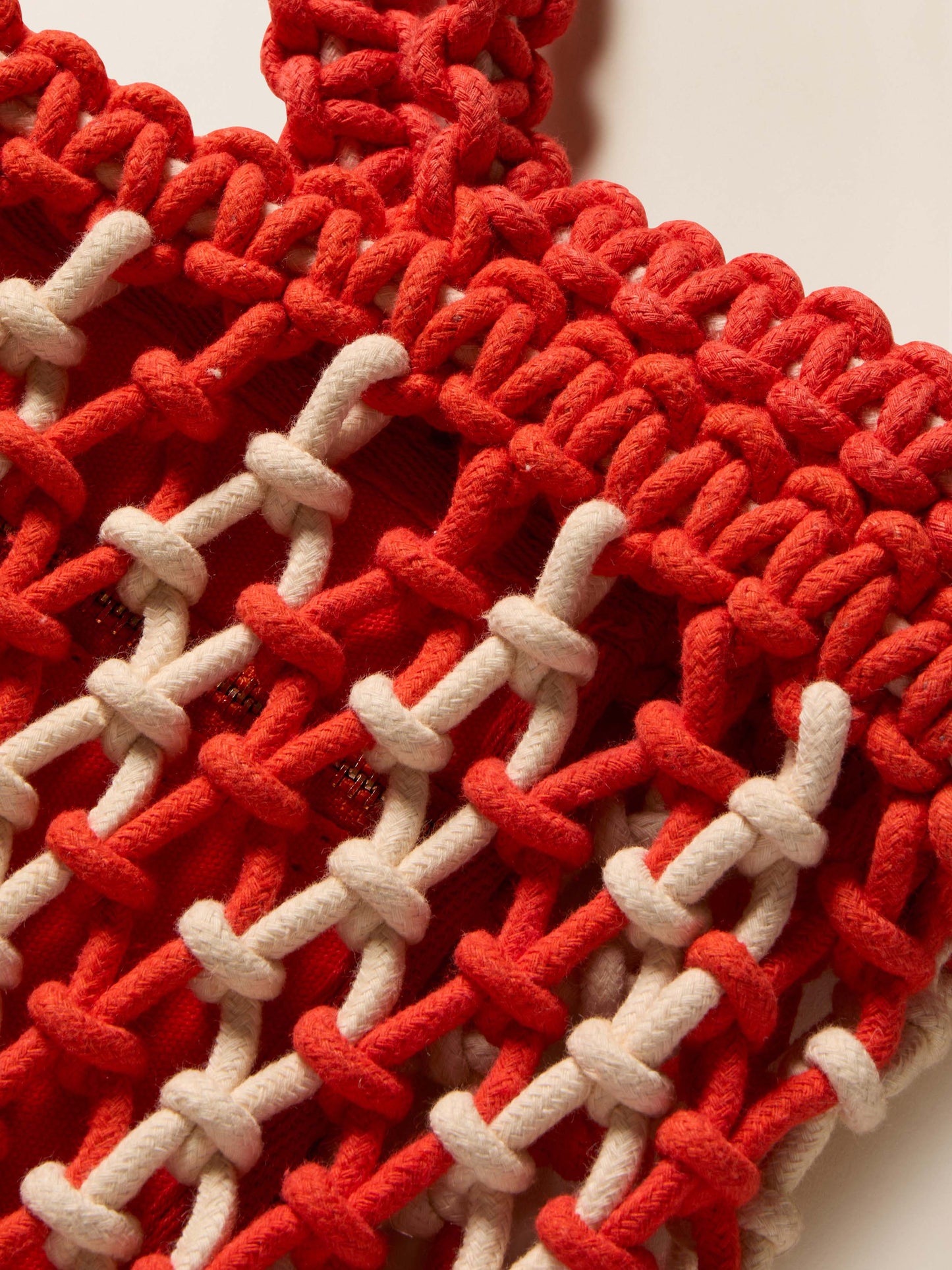 Sunwashed Macrame Tote - Poppy Red