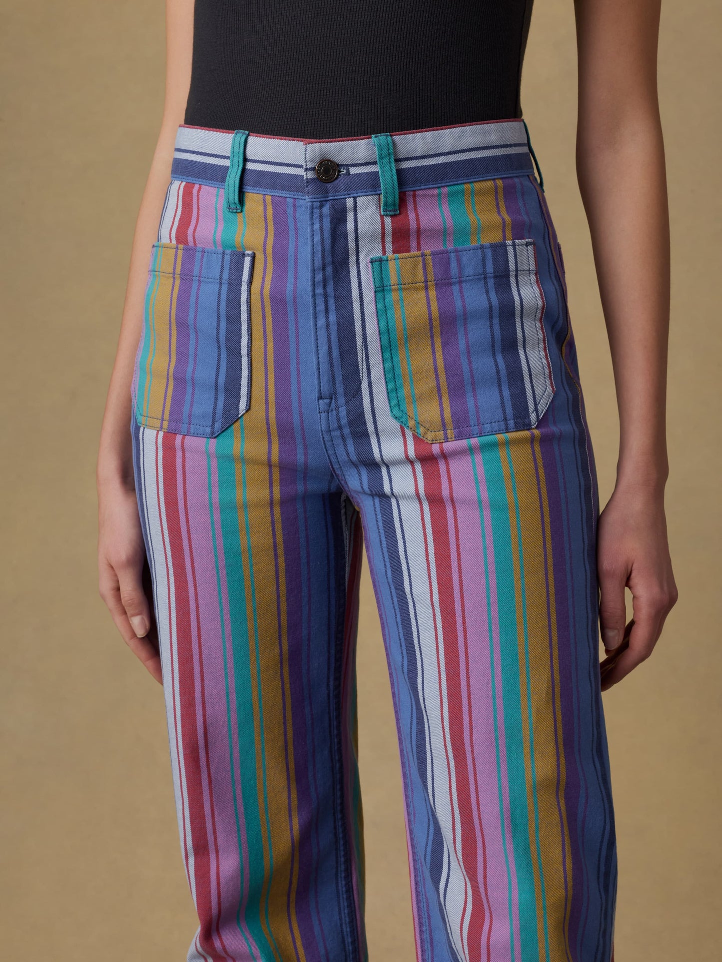 Sunset Denim Patch Pocket Pant - Painted Row Stripe