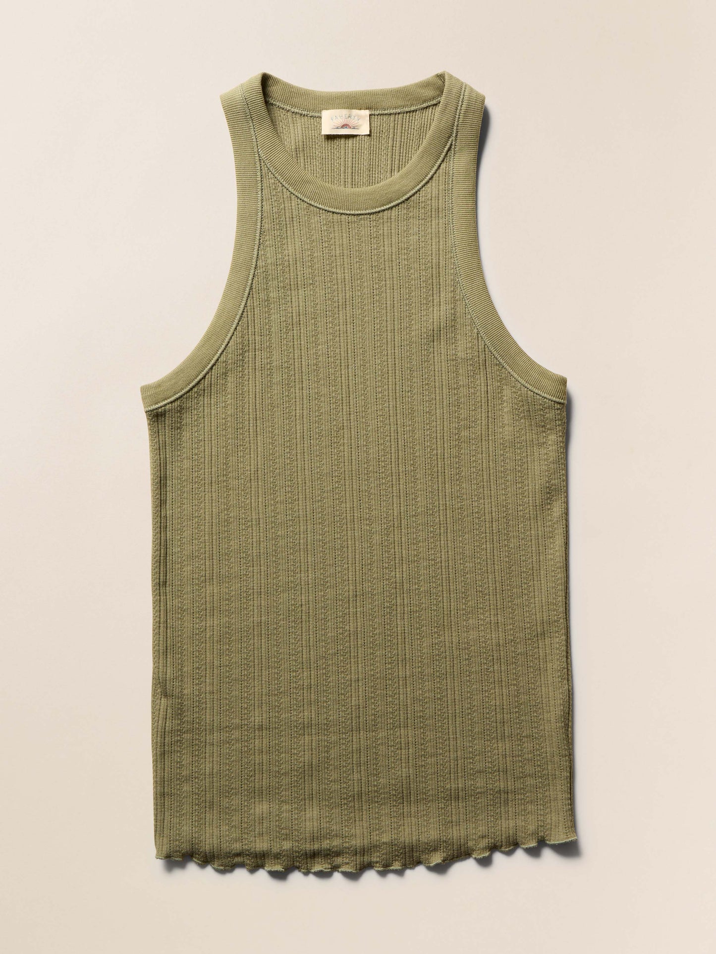 Paradise Pointelle Tank - Island Olive