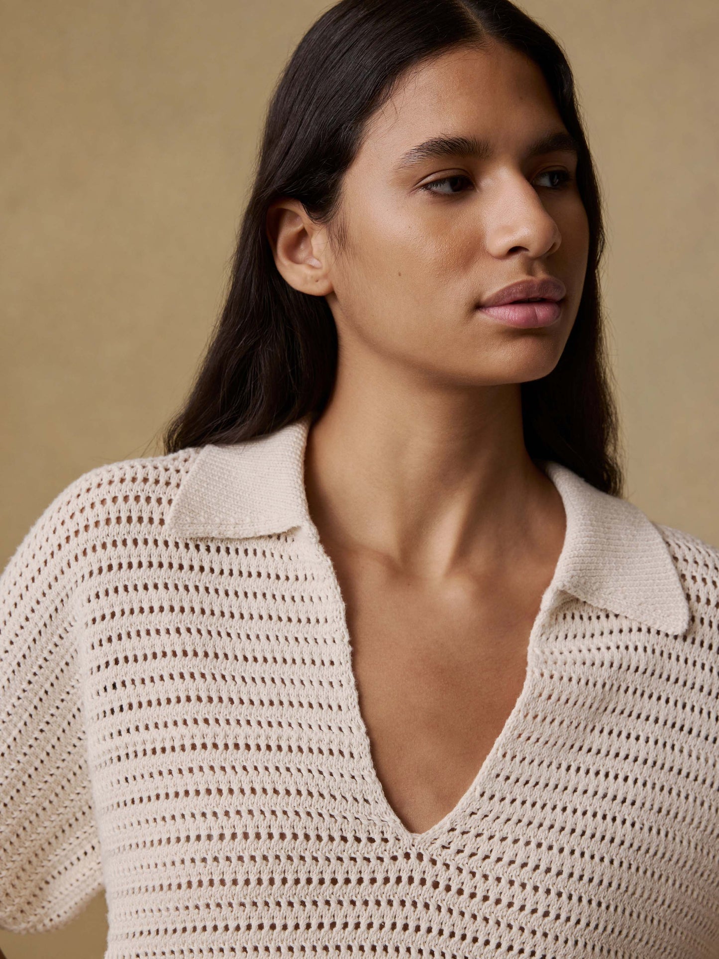 Seacoast Crochet Polo - Cream