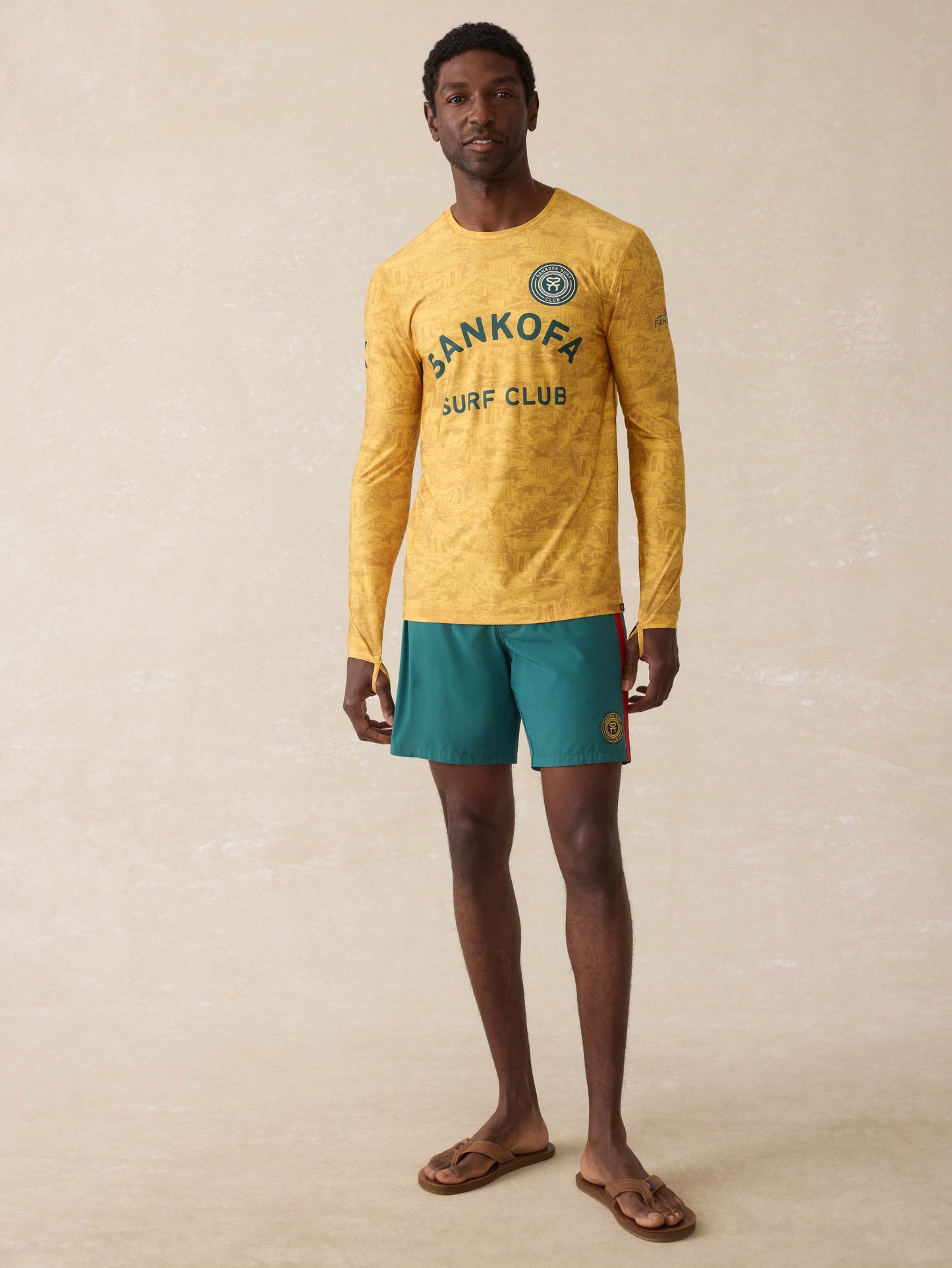 Surf Ghana Long-Sleeve Rash Guard - Beach House Gold