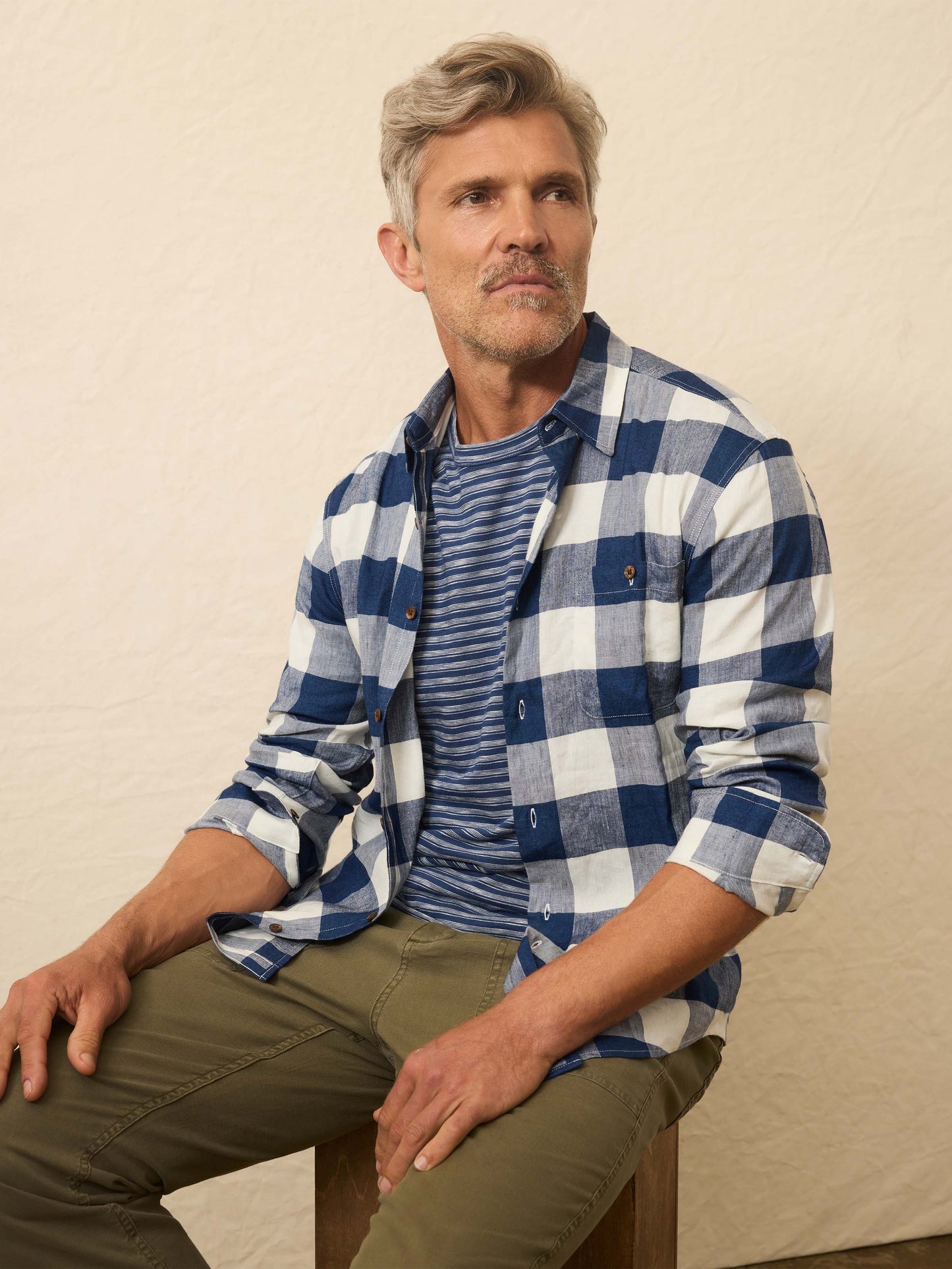 Sunwashed Regenerative Tee - River Rapids Stripe