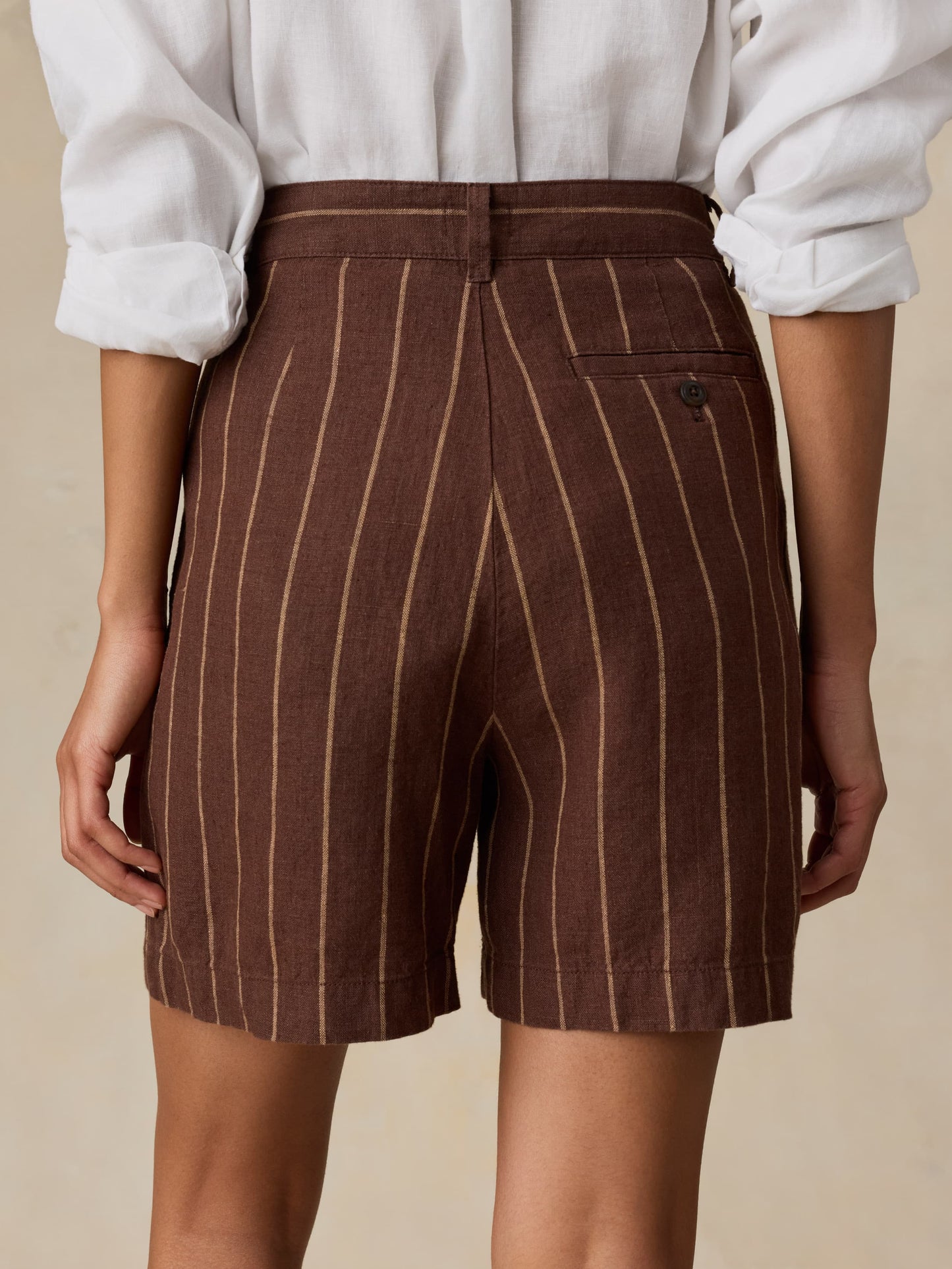 Sun Strider Linen Pleated Short - Harbor Line Stripe