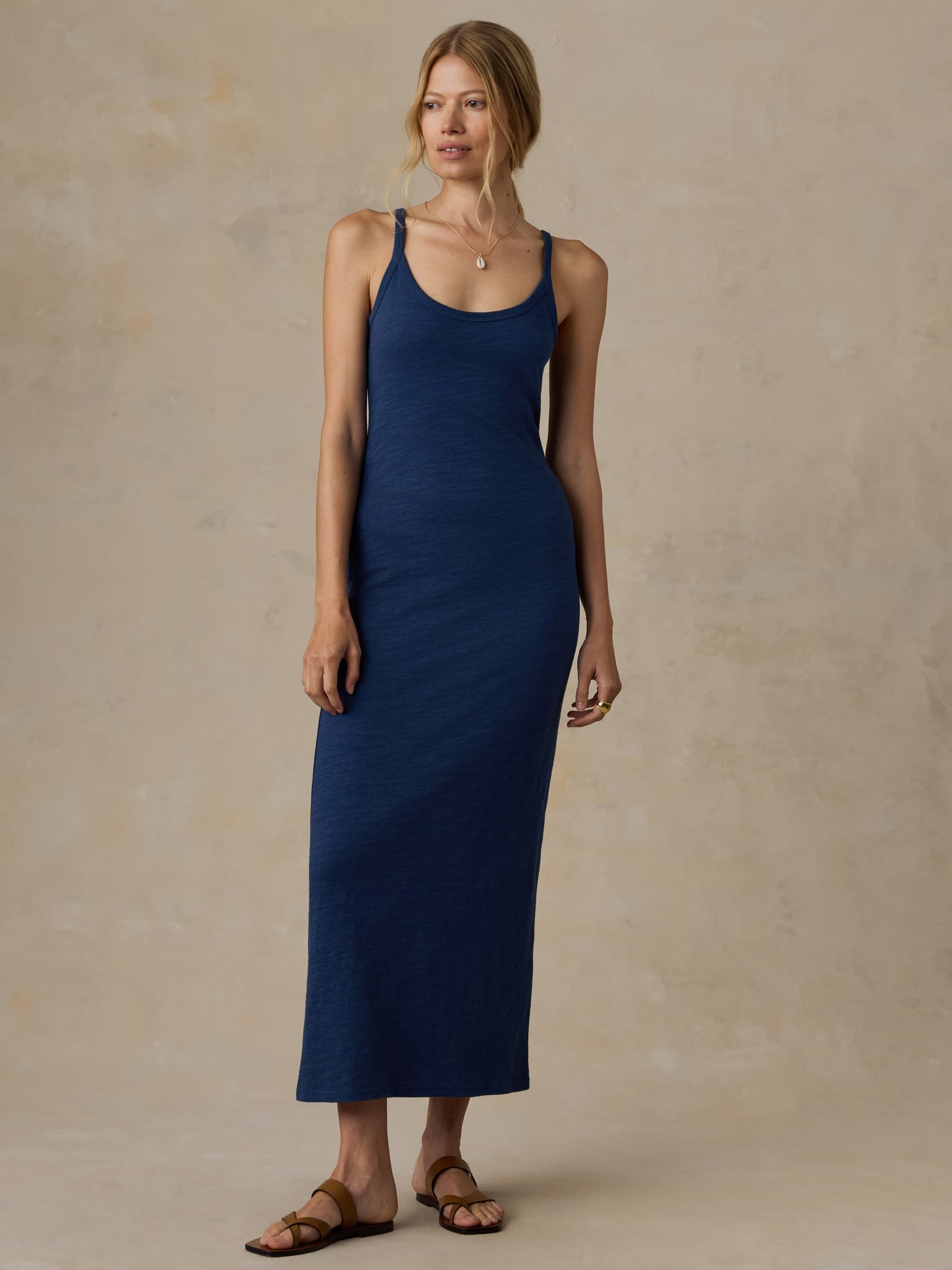 Sunwashed Slub Tank Dress - Sea Navy