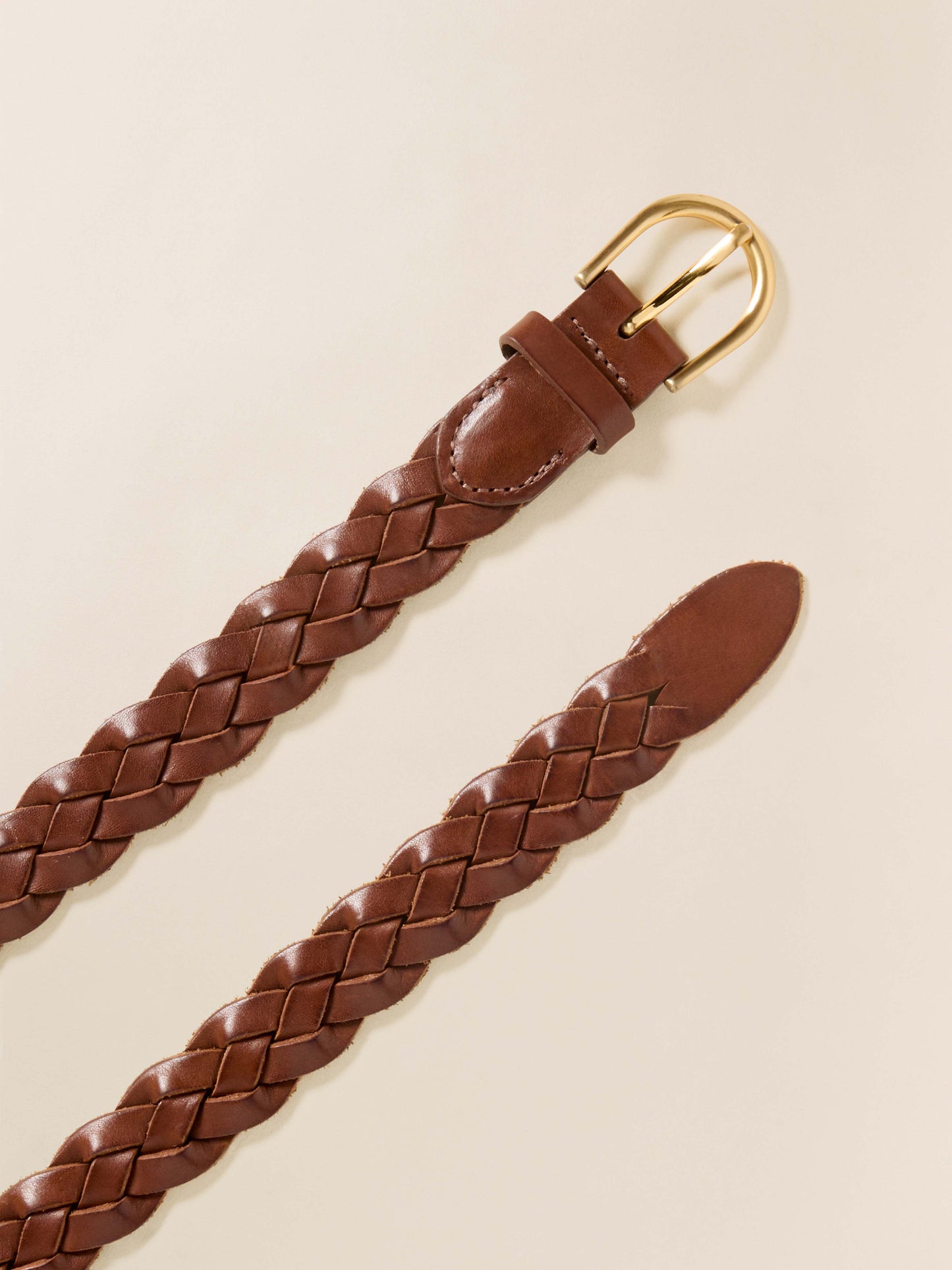 Downtown Braided Leather Belt - Saddle Brown