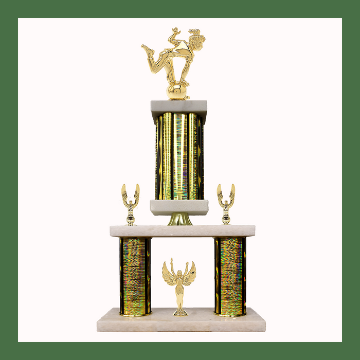 Bowling Marble Mini Two Poster Pedestal Trophy