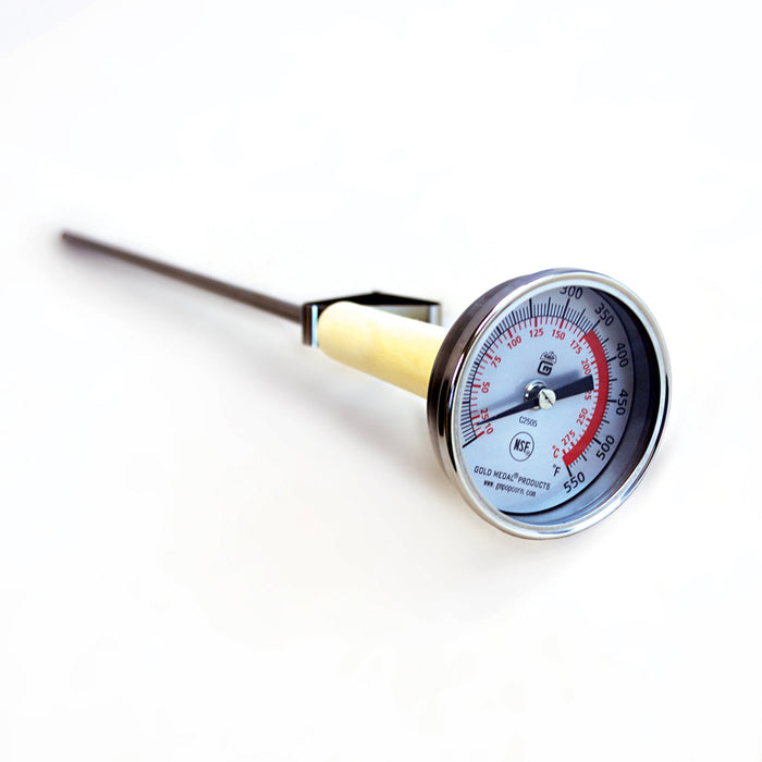 Temperature dial at the top of steel bar.