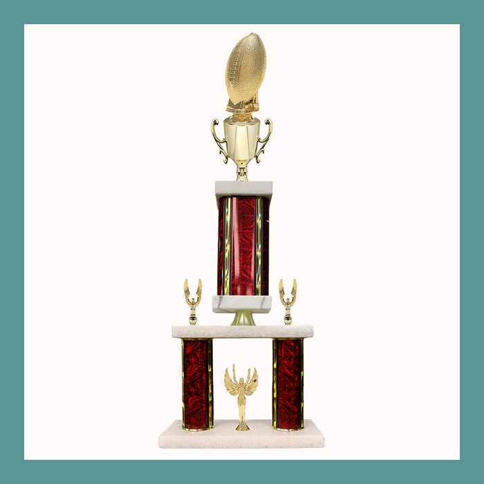 Football Marble Mini Two Poster Pedestal Trophy With Cup