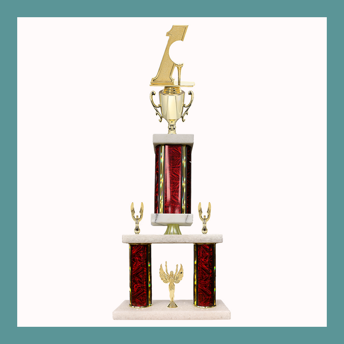 Golf Marble Mini Two Poster Pedestal Trophy With Cup