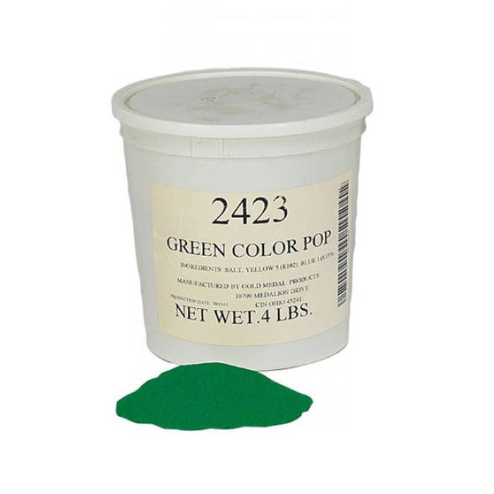 white tub with green colored popcorn salt