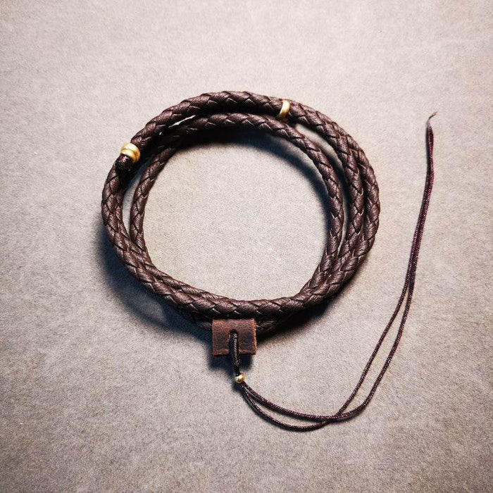 Handmade Leather Cord - Tibetan Buddhist art, size reference