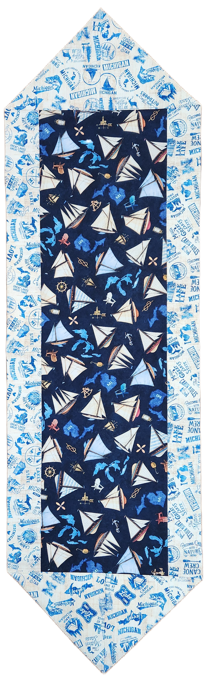 KIT 2026 All Michigan Shop Hop: Boats Navy Fast Flipped Table Runner Kit