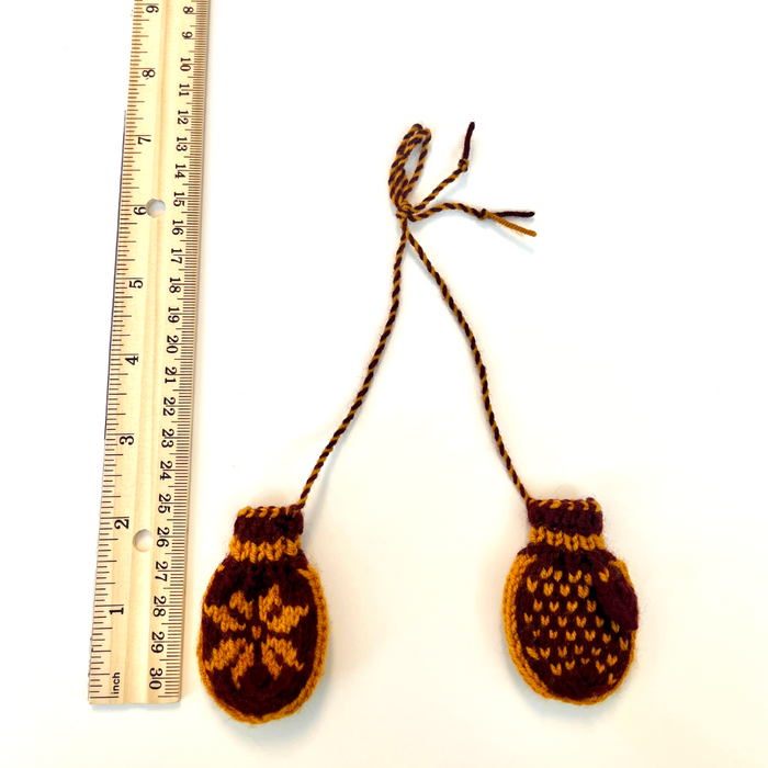 Mitten Ornament Maroon & Gold Snowflake