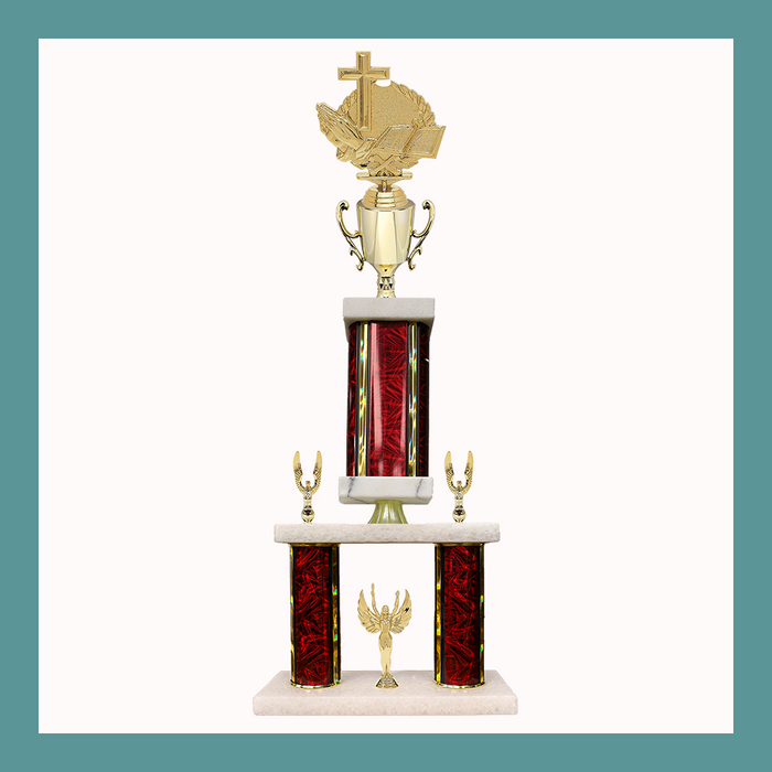 Religion Marble Mini Two Poster Pedestal Trophy With Cup