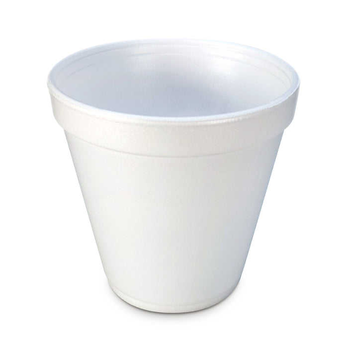 Empty white styrofoam cup.