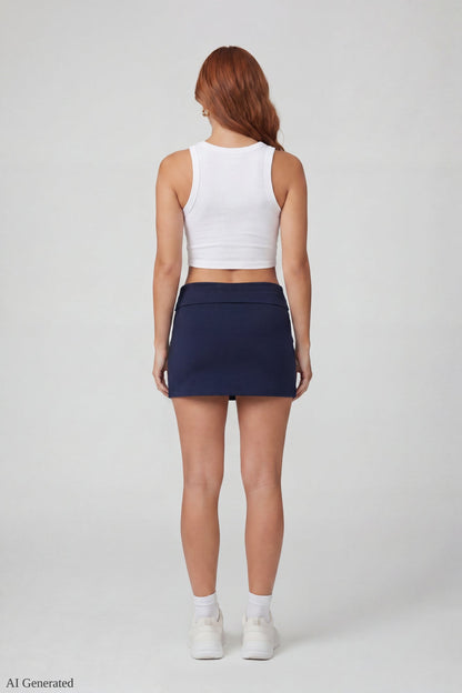 Drawstring Waist Mini Skirt