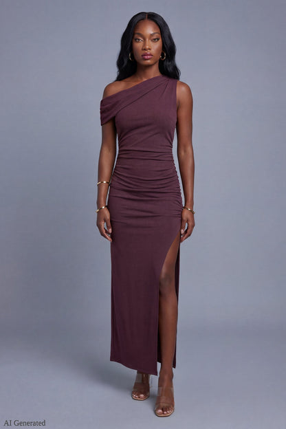 Off Shoulder Ruched Maxi Dress