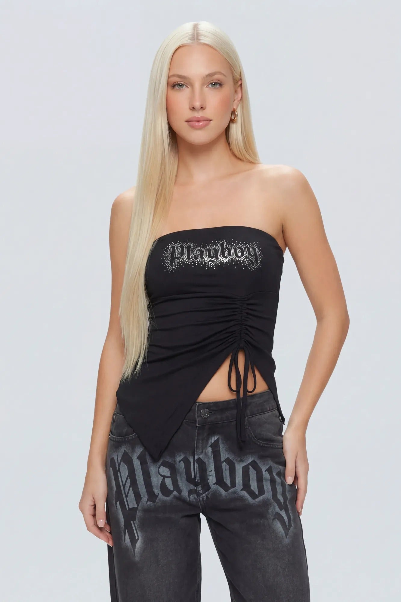 Playboy Contour Rhinestone Cinched Tube Top